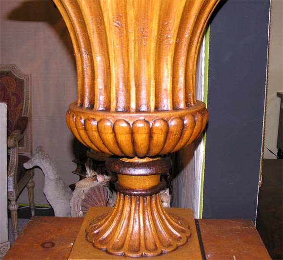19th Century Grain Painted Pedestals and Urns For Sale