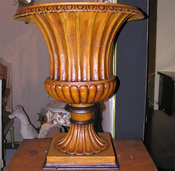 Grain Painted Pedestals and Urns For Sale 1