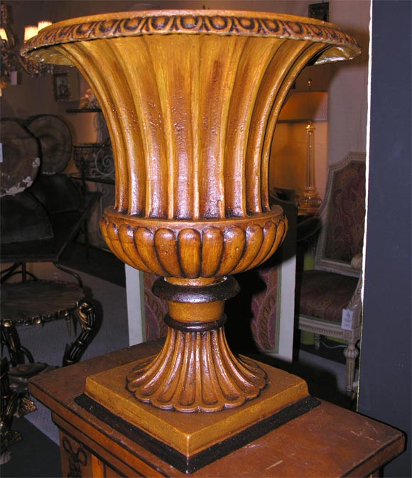 Grain Painted Pedestals and Urns For Sale 2