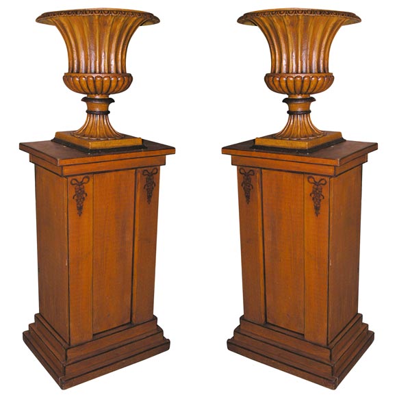 Grain Painted Pedestals and Urns