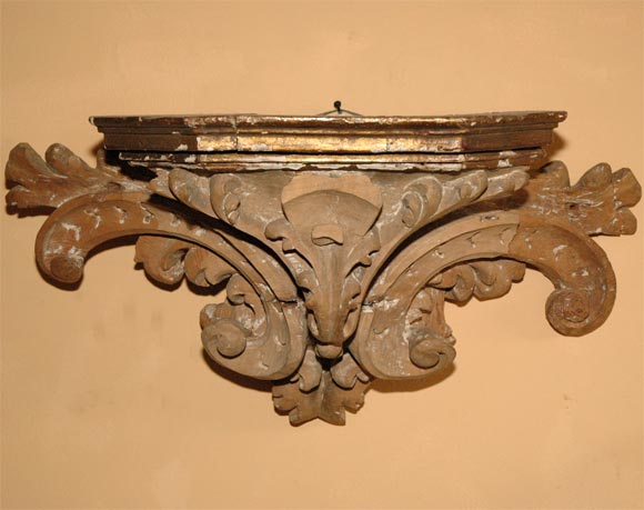 antique French carved 18thC. shelf