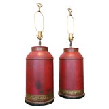 Vintage Pair of Chinese Tea Caddy Lamps