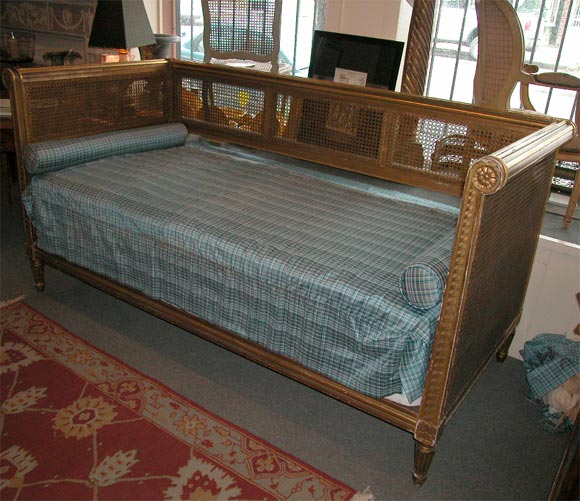 Louis XVI  style 19th century gilt and cane daybed 1