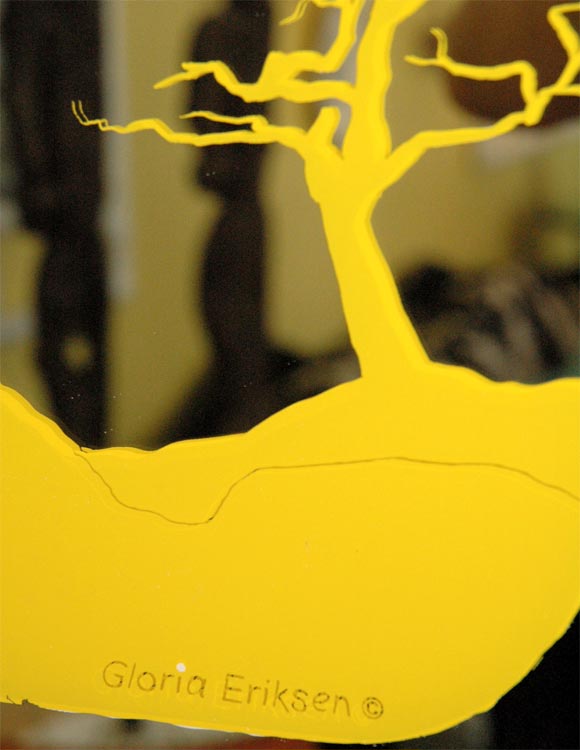 Silk Screened Mirror of Treescape by Gloria Eriksen For Sale 1