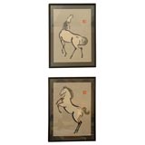 Pair of Lovely Chinese Horse Drawings