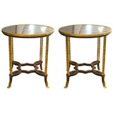Pair Large Gueridons in gilt Bronze