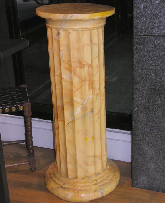#7074 Pair of Faux Marble Painted Plaster Columns