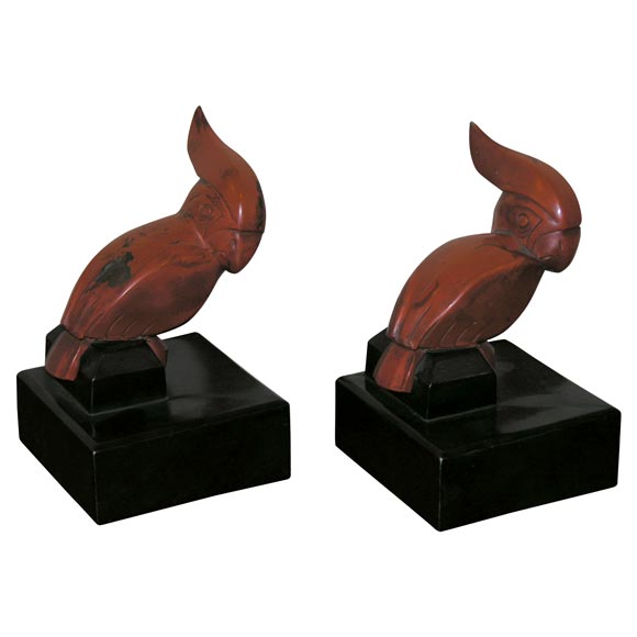 Pair of Painted Metal Cockatoo Bookends at 1stDibs