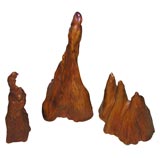 Vintage Three Piece Cyprus Wood Sculpture