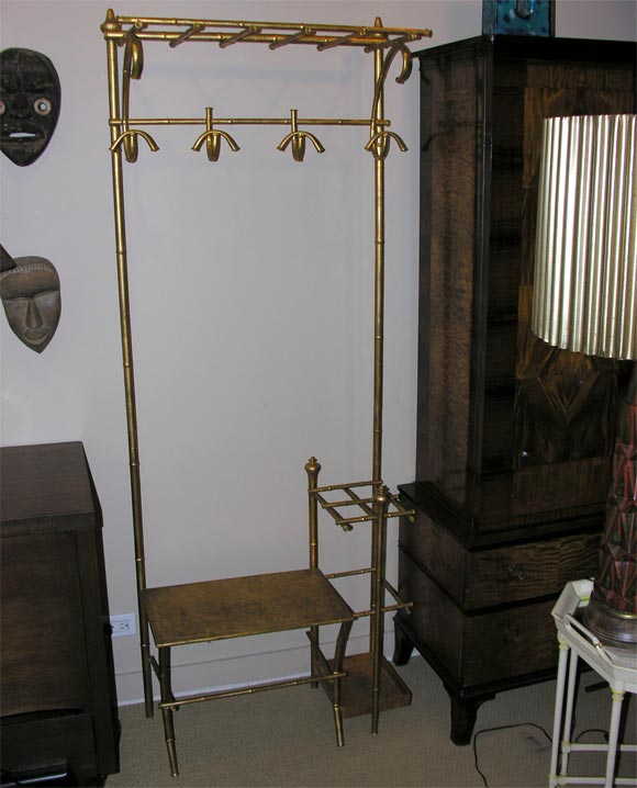 Gilded Metal Bamboo Motif Hall Tree
