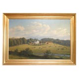 Large Pastoral Landscape by Noted Danish Painter F.C. Kiaerschou, 1805-1891