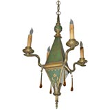 Antique Dutch 4 light tole chandelier