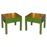 Vintage Pair of Asian-inspired apple green side tables