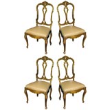 Set of four 18th century Italian gilt chairs