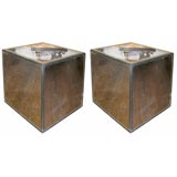 set of two 1960s mirrored french side tables