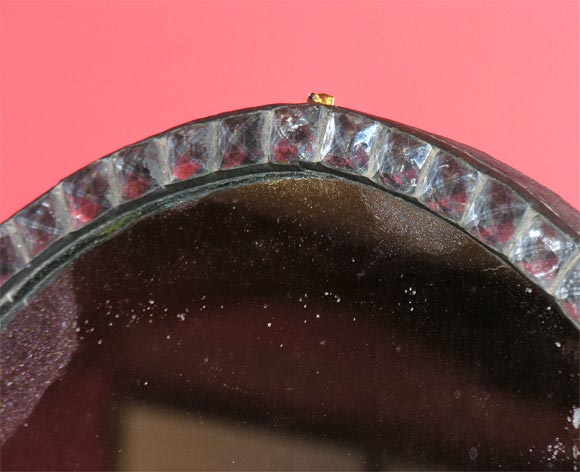Oval Irish Mirror w/ Clear Glass Jewels 1
