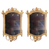Pair of English Renaissance Revival Mirrors with Sconces