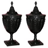 Pair of 19th Century Mahogany Wine Coolers w/ Flambeaux Finials