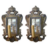 Pair of French Painted Mirrored Sconces