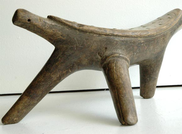 Bronze Three-Legged Dinka Head-Rest / Stool