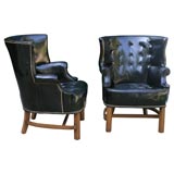 Pair of Black Patent Leather Chairs