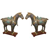 Retro Pair of Large Cloisonne Chinese Horses
