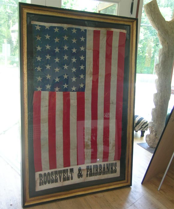 Teddy Roosevelt Fairbanks Political Campaign Flag