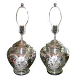 Pair of Etched Mercury Glass Lamps