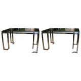 Pair of Marble Top Chrome Consoles