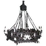 Antique Dramatic 18 Candle Iron Chandelier