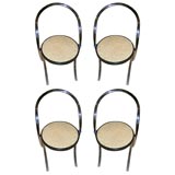 Set of Four Chrome and Cane Chairs