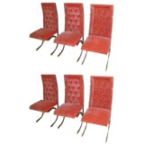 Set of Six Chrome and Velvet Chairs
