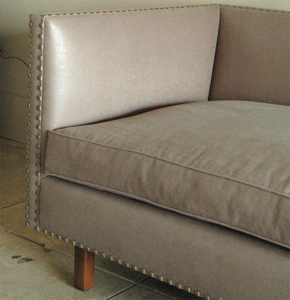 Custom Waxed Linen Daybed with Nail Head Detail