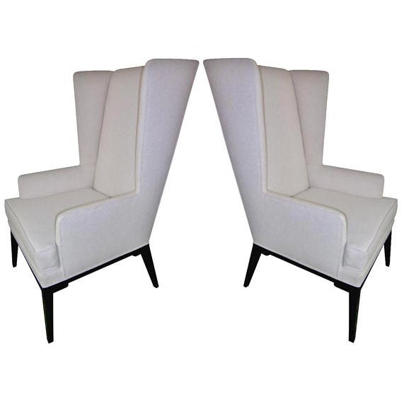 Pair of Wing Back Chairs by Tommi Parzinger For Sale