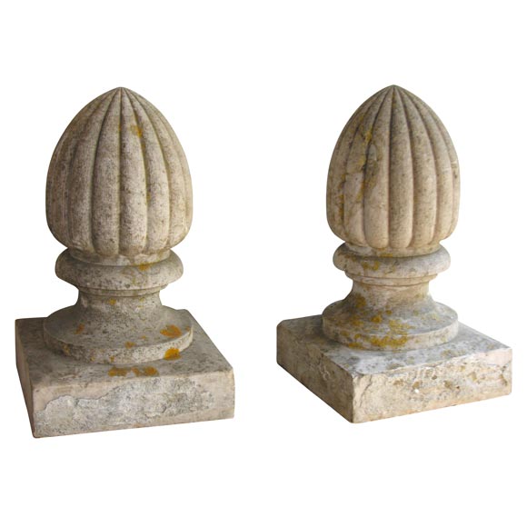 Pair of Limestone Garden Finials