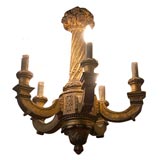 Antique Carved Wood Five Light Chandelier