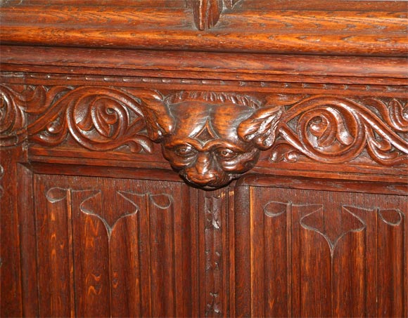 19th Century Carved oak gothic cabinet For Sale
