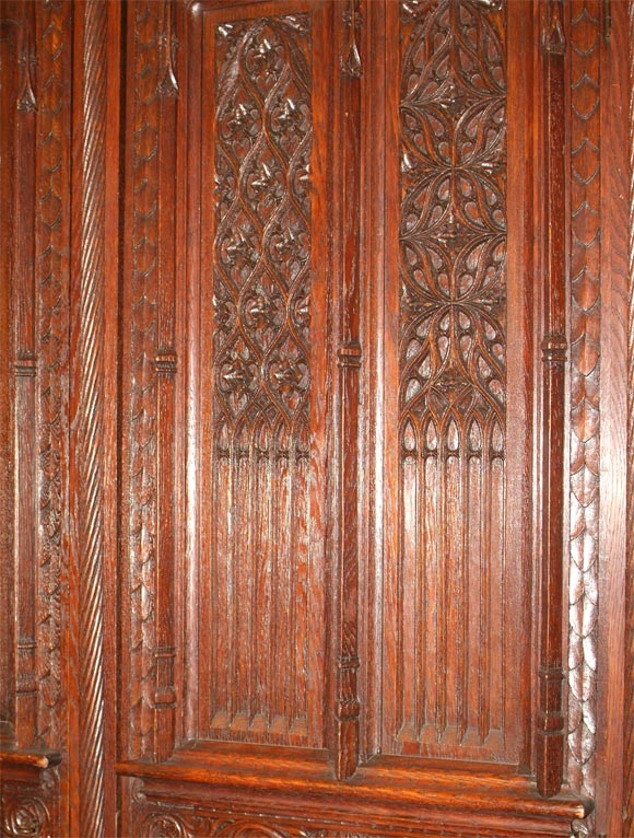 Carved oak gothic cabinet For Sale 2