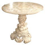 Marble-inlaid alabaster center table