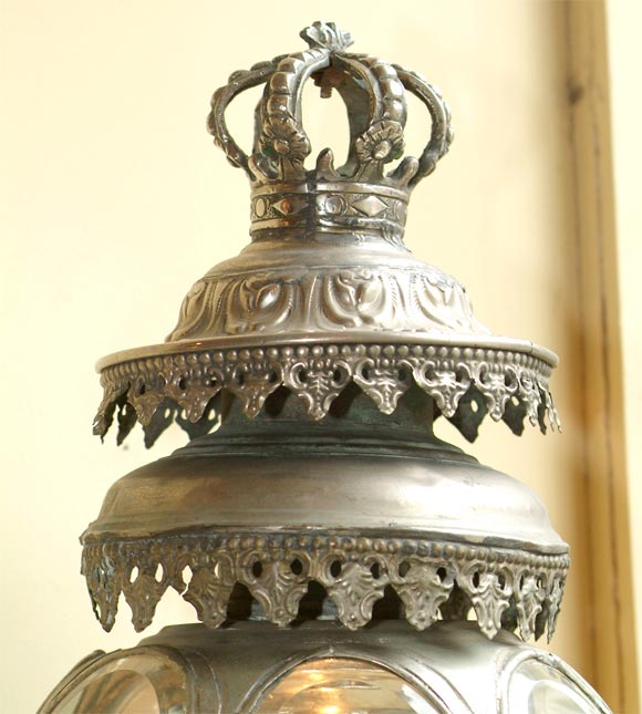 Italian Pair of silvered carriage lanterns For Sale