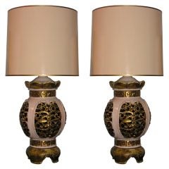 Pr. of Ceramic Chinoiserie Lamps