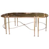 3-Sectional gold glass top bronze french coffee table