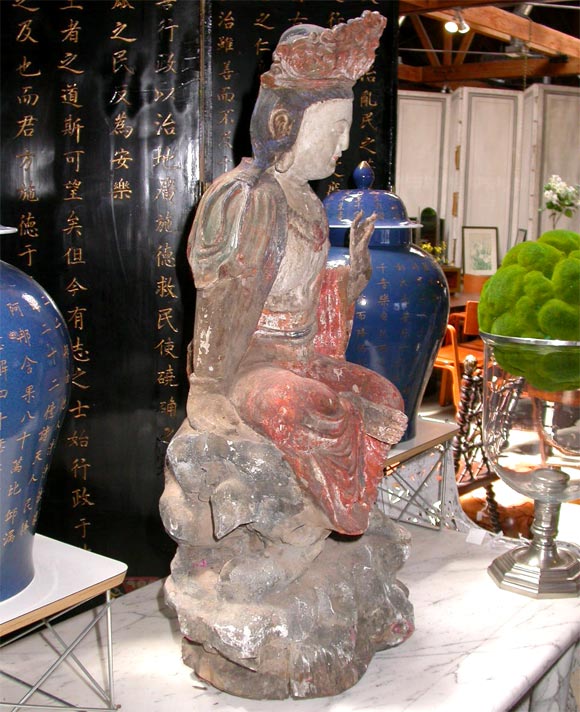 Polychromed Chinese seated Kwan Yin