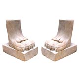 Pair of marble lion's paw feet fragments