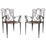 royere attributed pair of iron chairs