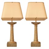 Vintage Pair faux marbre lamps