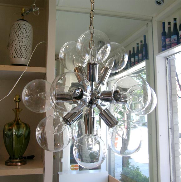SPUTNIK  CHANDELIER WITH  LARGE GLASS GLOBES