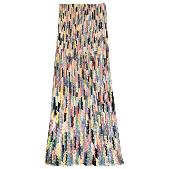 1930's Hand woven rag runner pastel rug