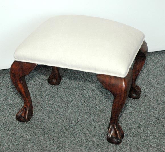 1930s  CHIPPENDALE STYLE OTTOMAN WITH BALL AND CLAW FEET