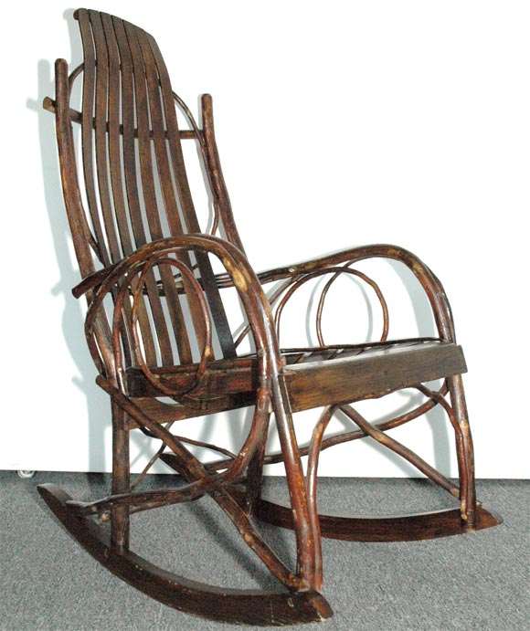 GREAT FORM AND CONDITION-AMISH MADE TWIG/BENTWOOD ROCKING CHAIR FROM PENNSYLVANIA-CIRCA 1920-1930